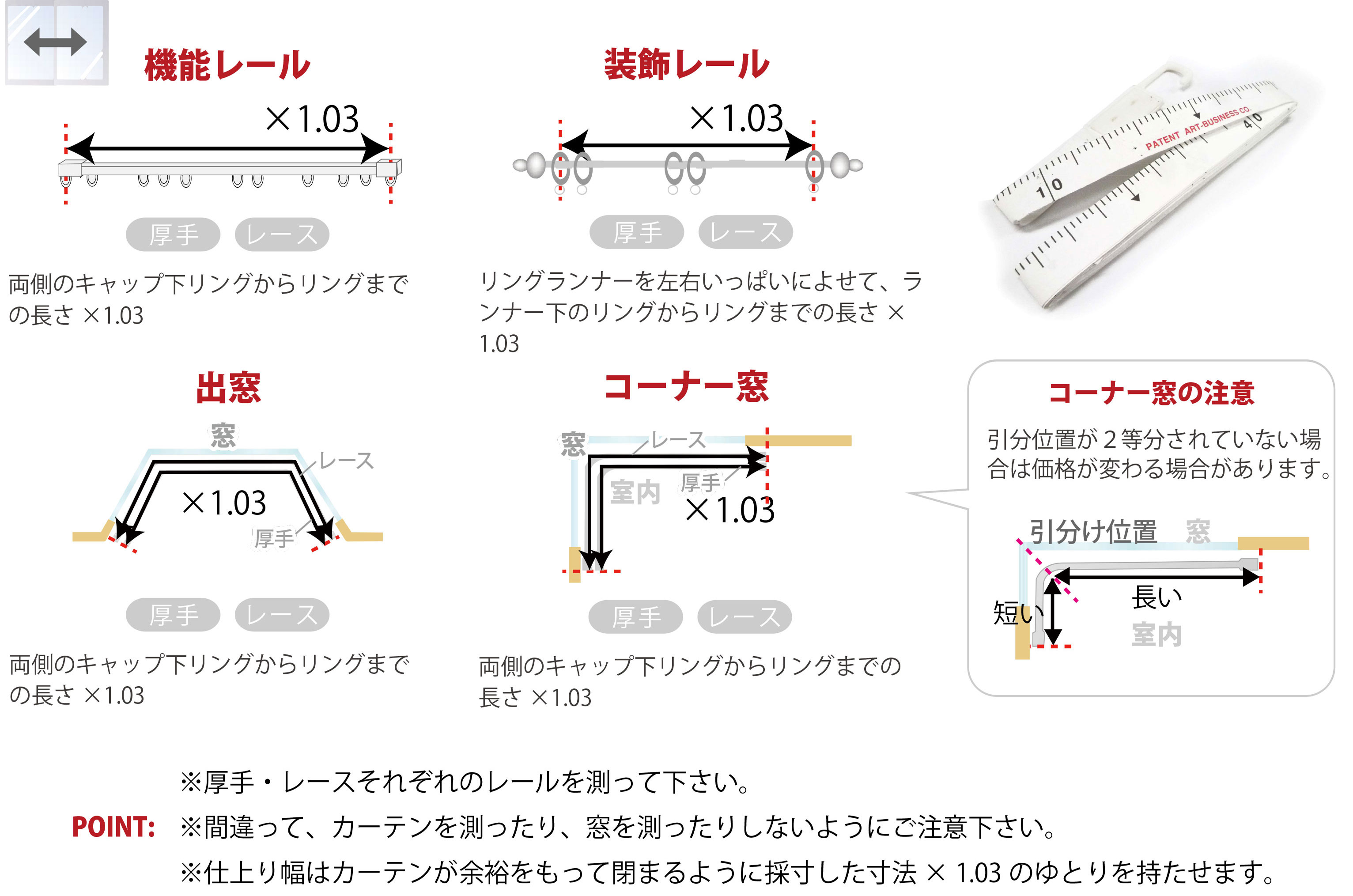 横幅を測る